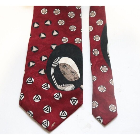 Pierre Balmain‎ Extra Long Red Mens Neck Tie Art Deco 90s Vintage - Picture 2 of 4